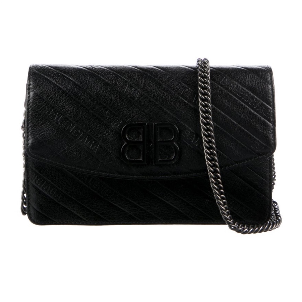 Balenciaga BB wallet on chain black hardware
